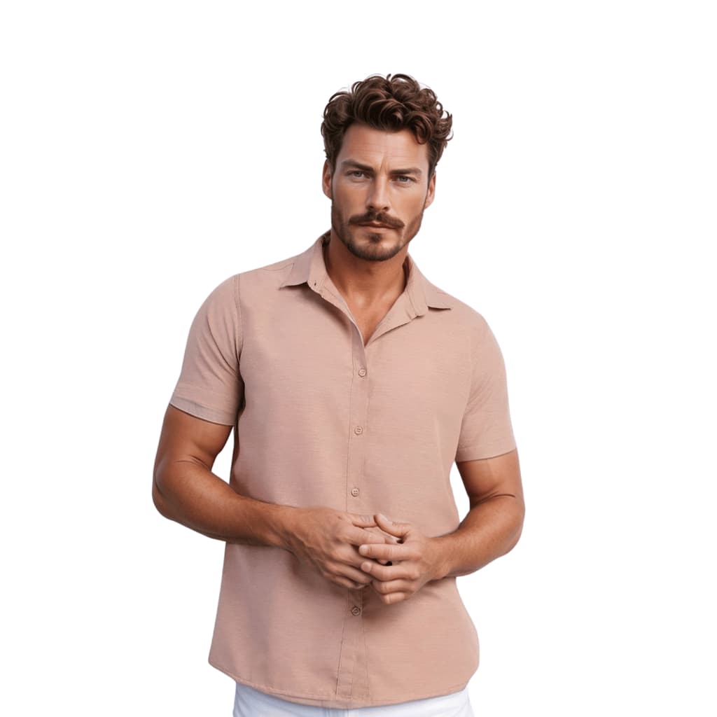 Camisa Masculina Social Slim Fit Estilo Linho Camisa Social Manga Curta Camiseta Social Premium