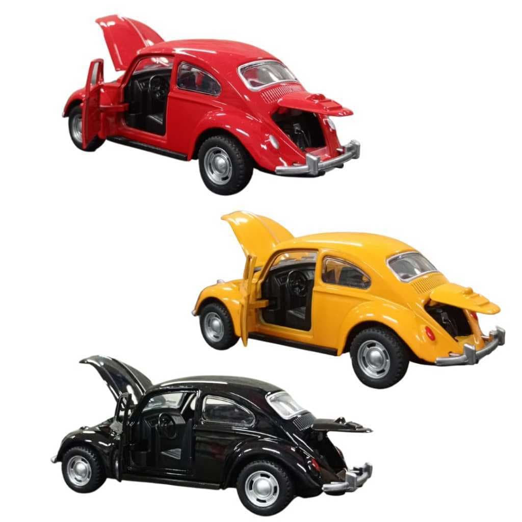 Brinquedo Carrinho De Ferro Fusca Fusquinha Abre Porta Capô Fricção Miniatura Abre 4 Portas