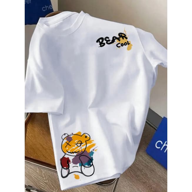 Camiseta Infantil Menino Beear Cool Camisa estampada 100% algodão