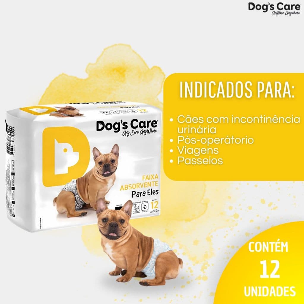 Fralda Higiênica Descart. Cães Dogs Care - Macho P - 12 unid.