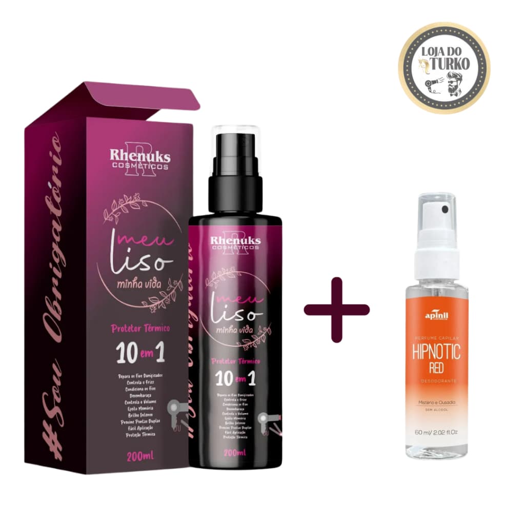 KIT CAPILAR - SPRAY TÉRMICO MEU LISO, MINHA VIDA + PERFUME CAPILAR HIPNOTIC RED