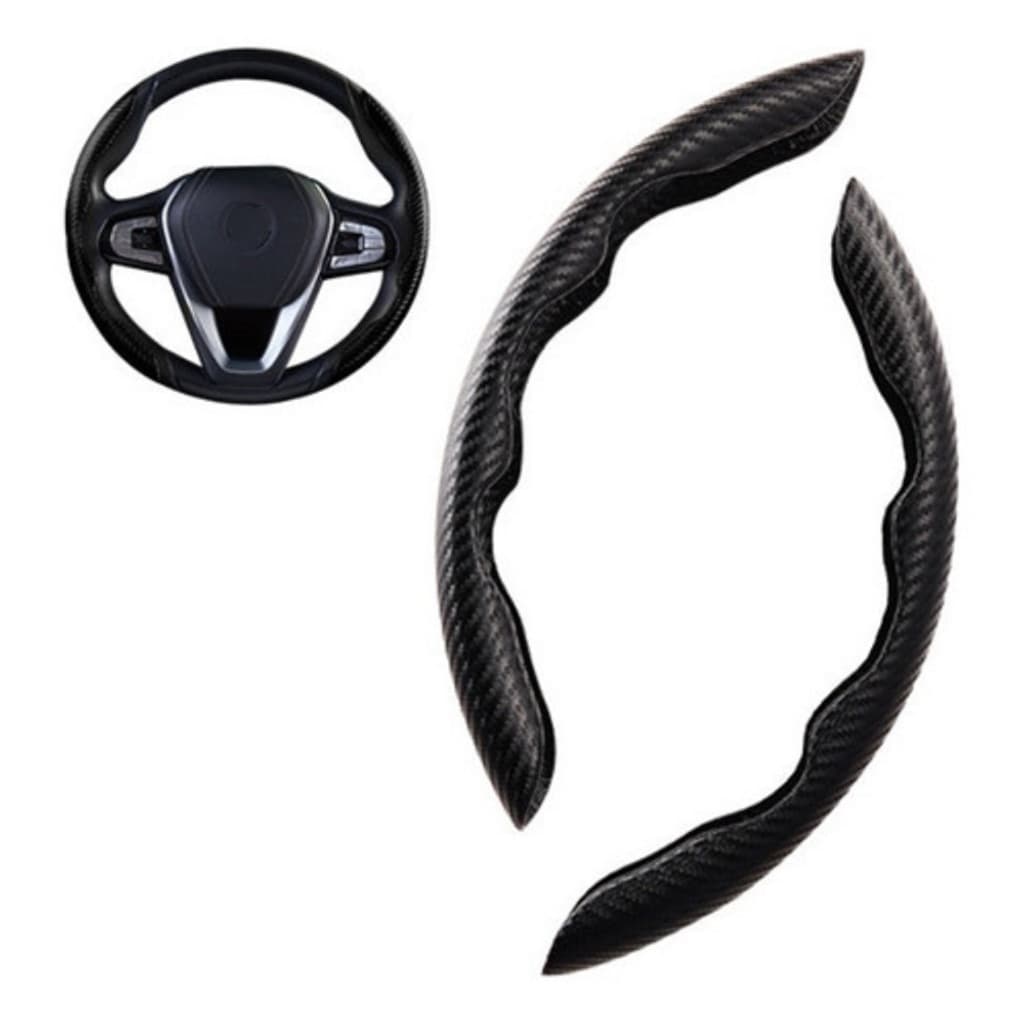 Capa Proteção De Volante Design Moderno Brilhante Estilo Fibra De Carbono Modelo Automotivo Carro Caminhote Encaixe 2 Pç