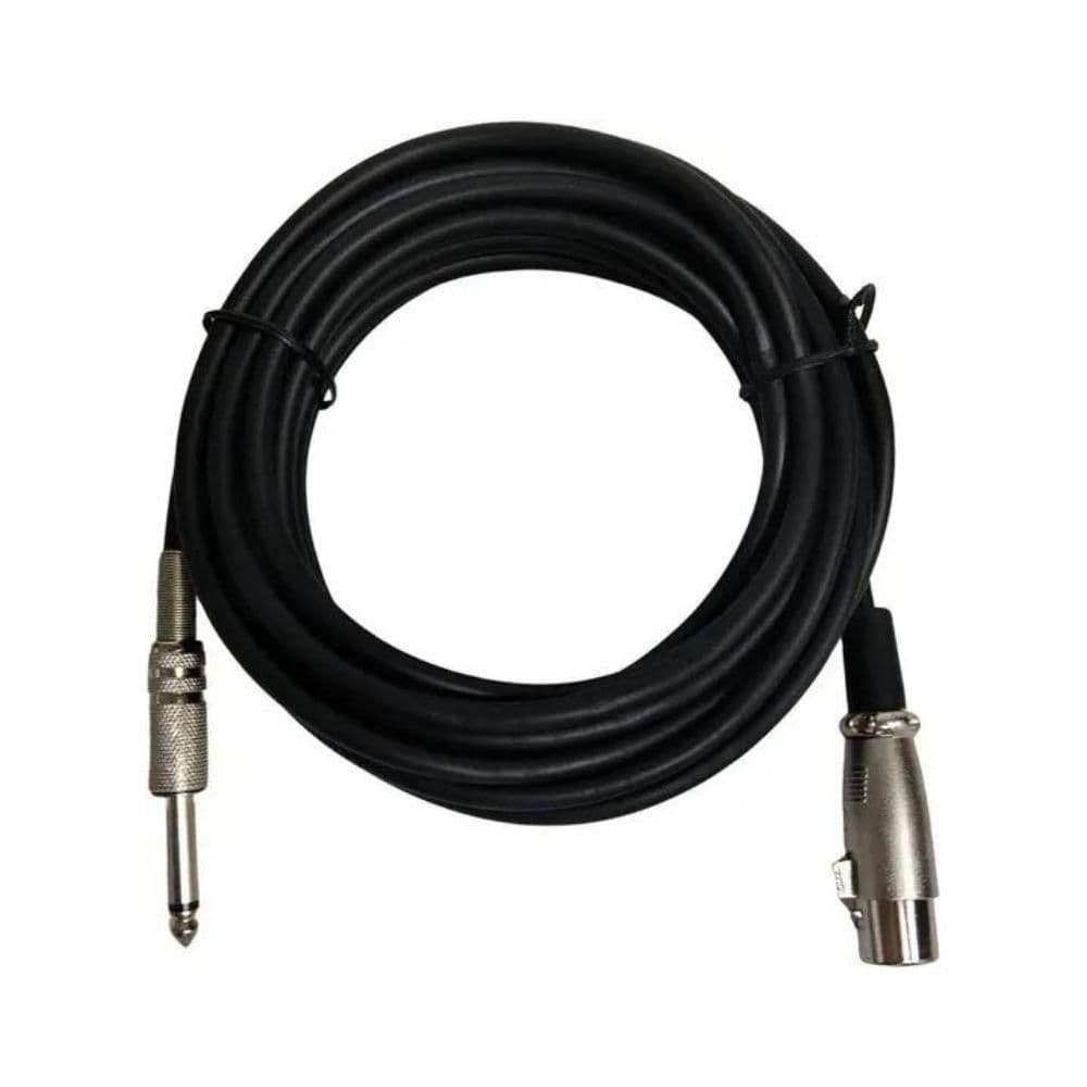 CABO MICROFONE PROFISSIONAL P10 MONO + CANNON FEMEA 5 METROS