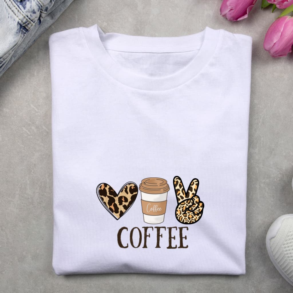 Tshirt Blusa Feminina Algodão Gola Redonda Manga curta COFFEE ONÇA