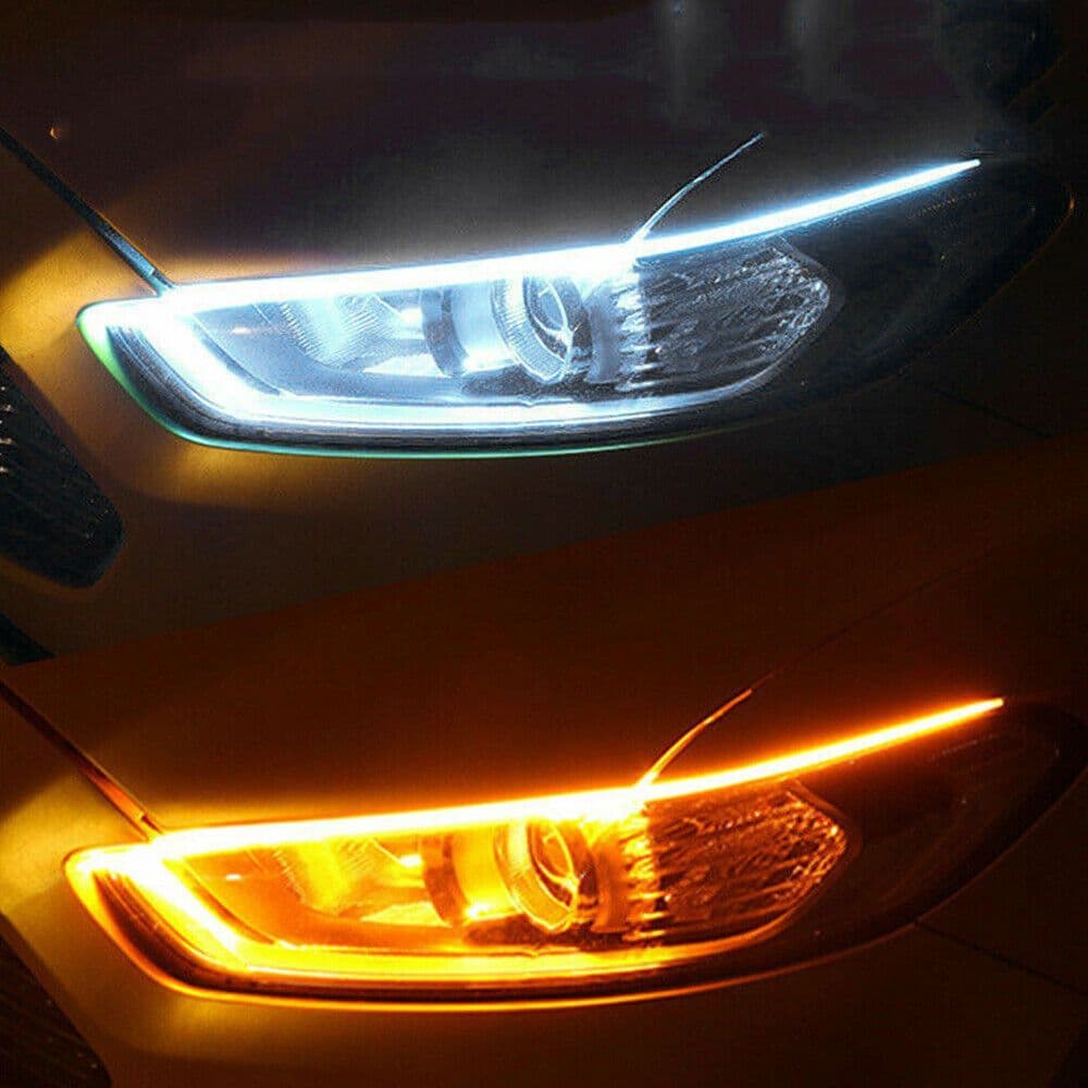 Kit 2 peças Fita Led 60 cm DRL 3000k 6000k Flexivel Farol E Seta