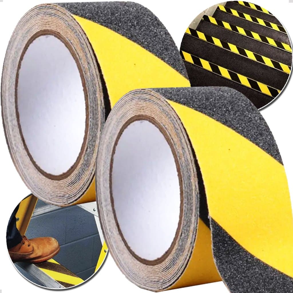 Kit 2  Fita Lixa Antiderrapante Zebrada Escada Piso Interno 5 Metros Rampa Garagem Skate