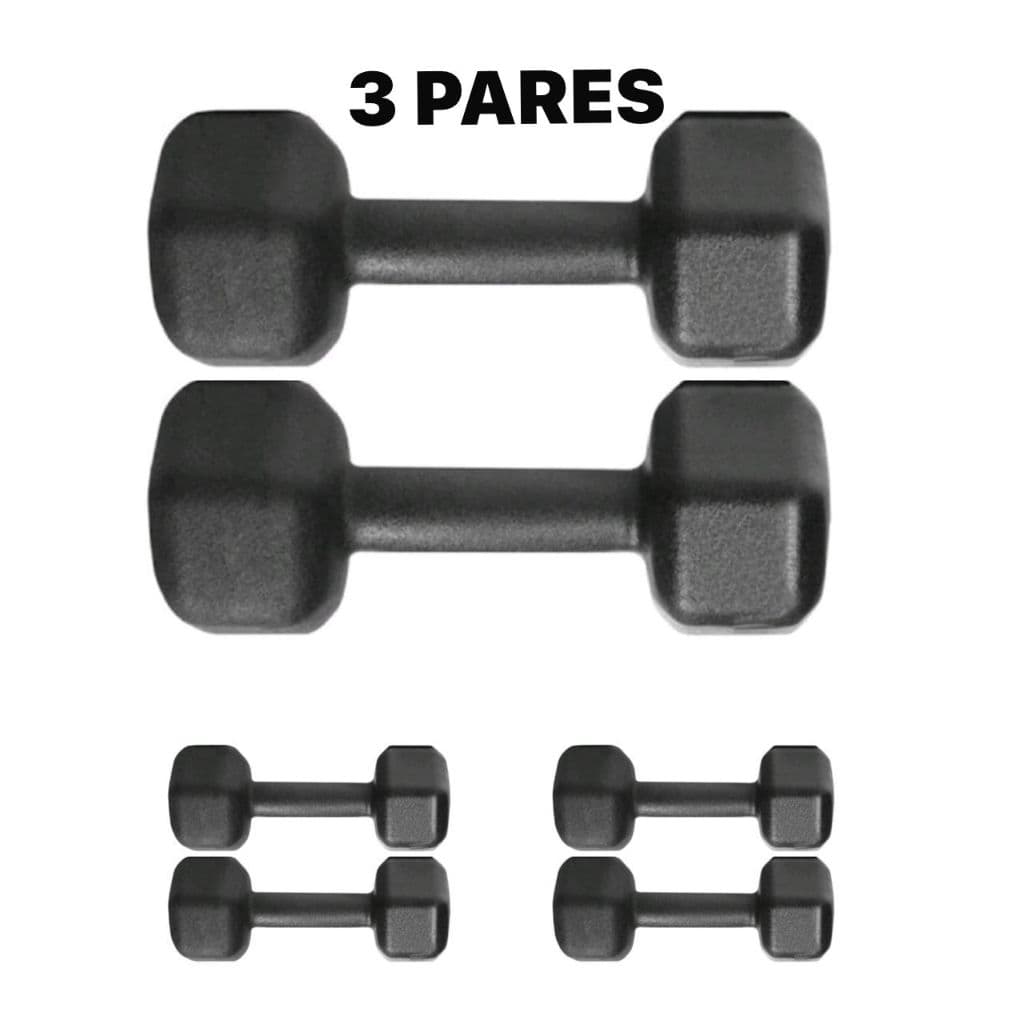 3 PARES HALTER SEXTAVADO FERRO FUNDIDO PARA TREINOS MUSCULAÇÃO ACADEMIA 1KG