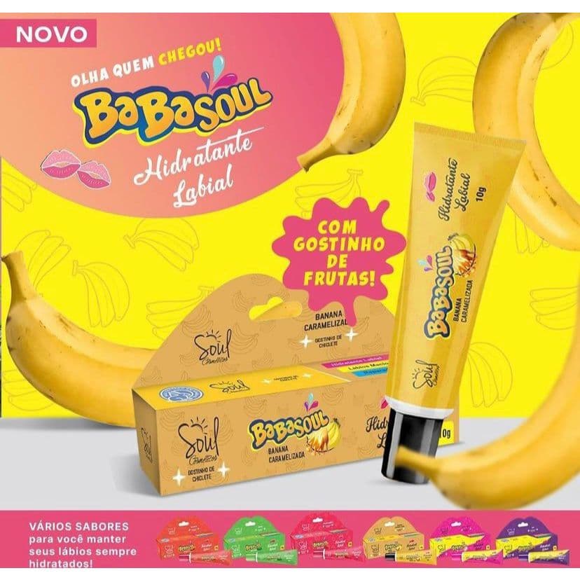 Protetor Hidratante Brilho Labial Babasoul Gostinho Banana Uva BabaSoul