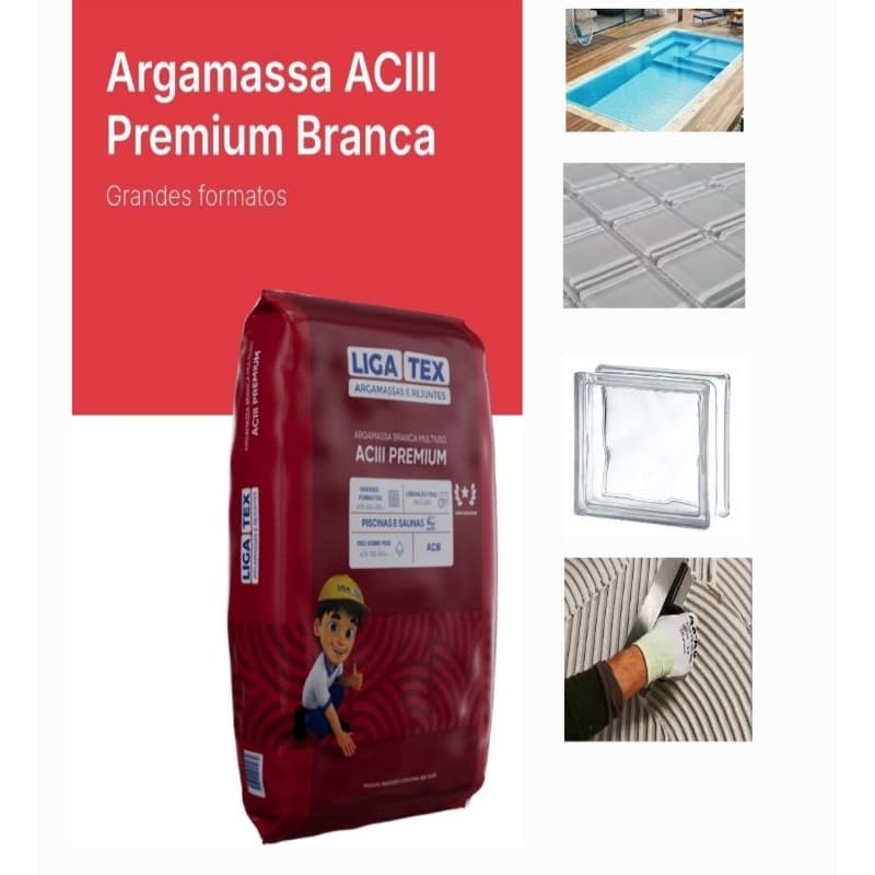 Argamassa AC3 BRANCA 5kg massa para bloco de vidro