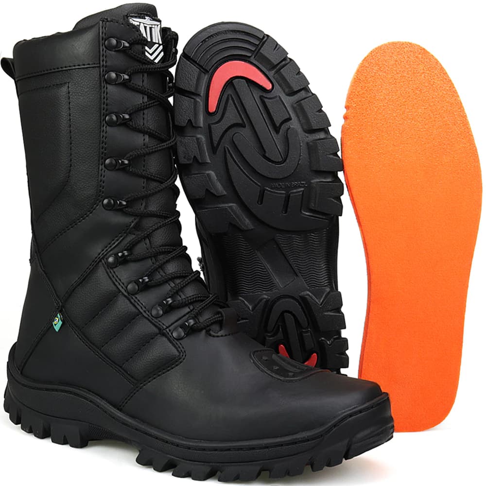 Bota Militar Masculino Coturno Tático Reforçado Costurado Super Leve Macio Com Zíper Ajustável