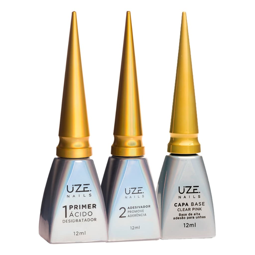 Primer Ácido + Gel Capa Base + Adesivador - Uze Nails Preparadores De Unhas