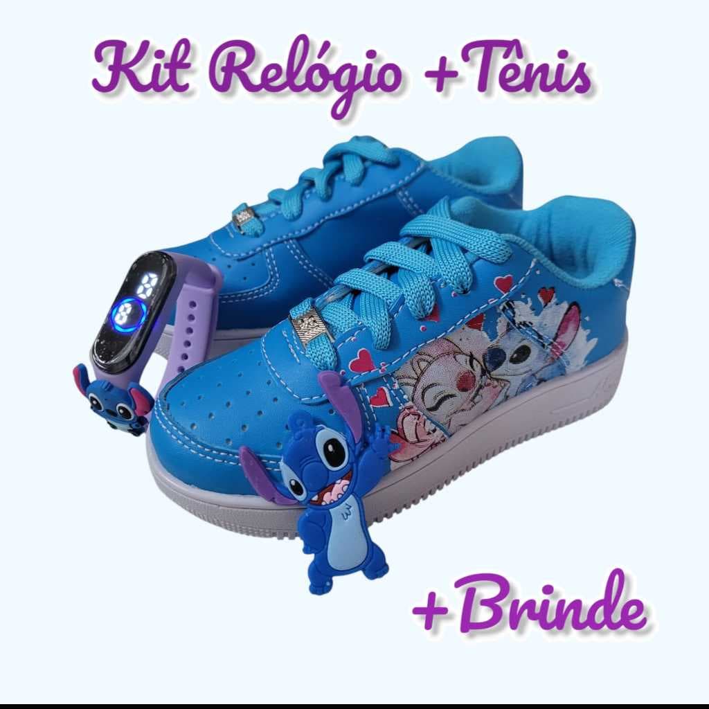 Tenis Infantil Menina Feminino + Relógio Digital a Prova d'Agua Personagem