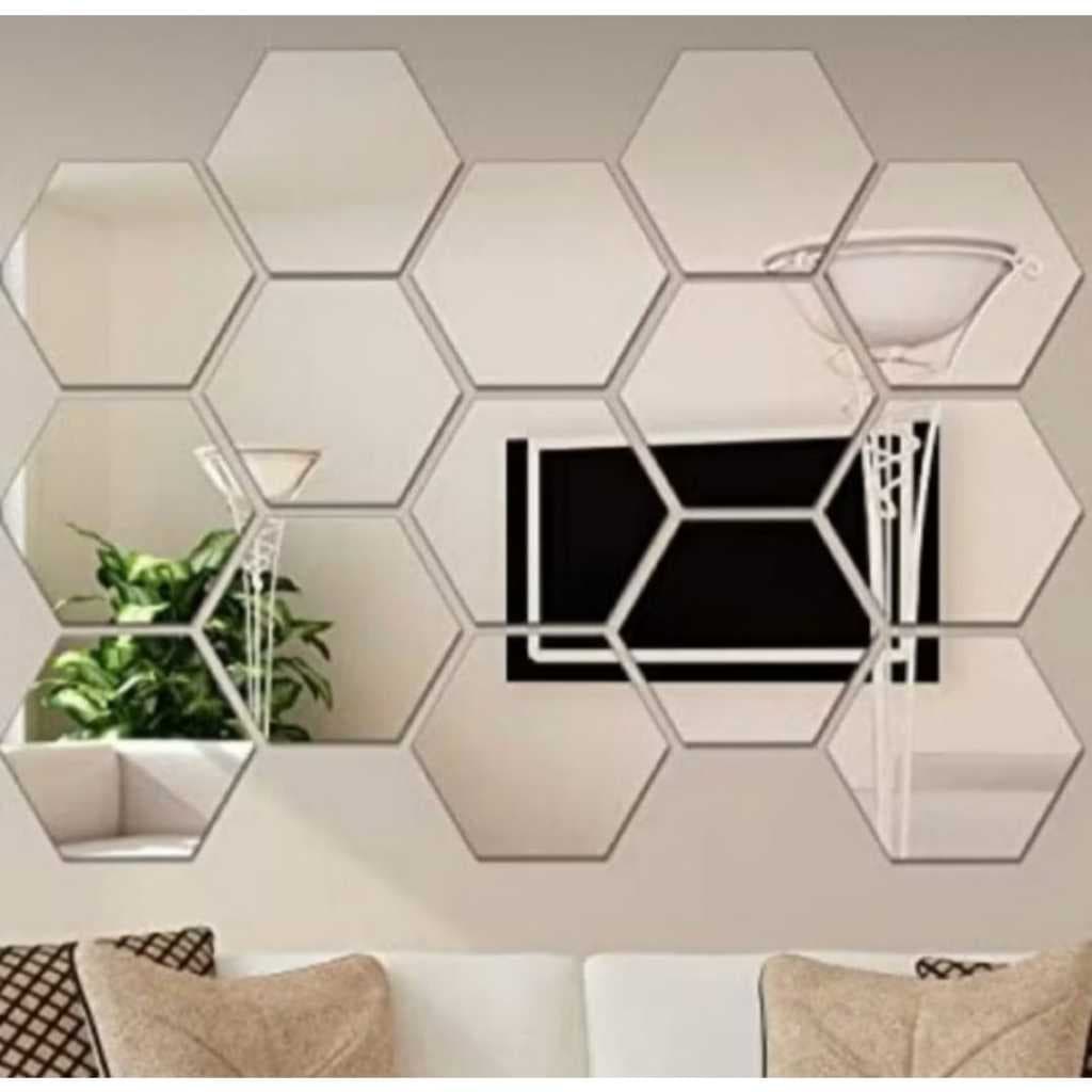 Espelho Hexagonal 10 Peças Decorativo Acrilico Sala Quarto Cozinha HEXAGONO achadinhos da shopee yellow laser