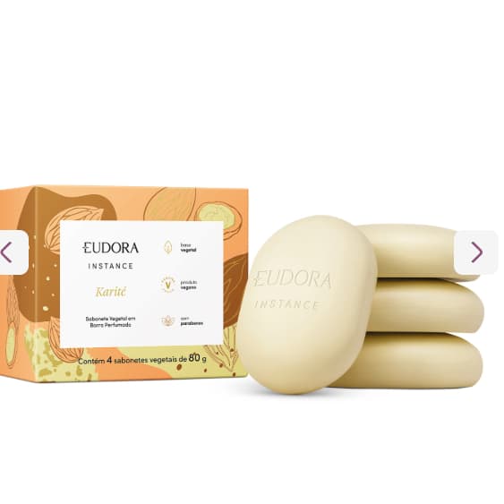 Sabonete Vegetal em Barra Perfumado Instance Karité 4x80g Eudora.