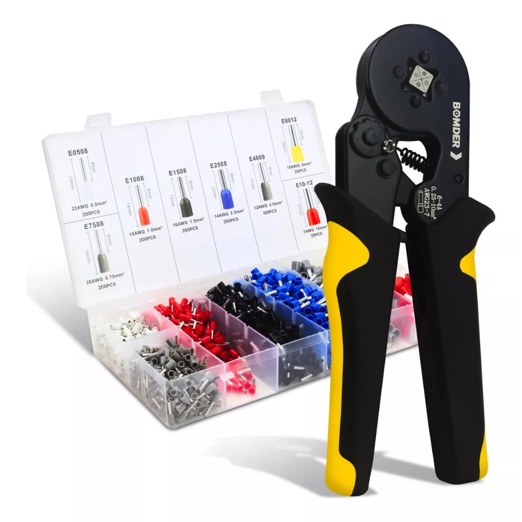Kit Alicate 6-4 Crimpador +1250 Terminal Ilhós 0.25 A 10mm²