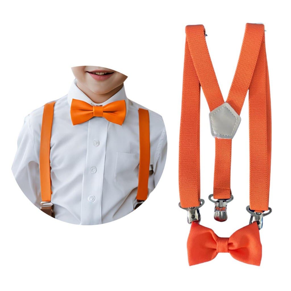 Kit Suspensório E Gravata Borboleta Infantil Laranja 0 a 9 anos Diversas Cores Pajem Noivinho Batizado Formatura Festa