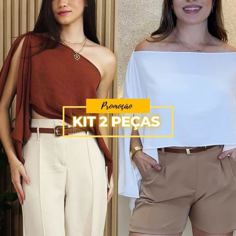 Kit 2 Blusas Boho Cropped Capa Acompanha Top / Blusa Ombro a Ombro Tendência 2025
