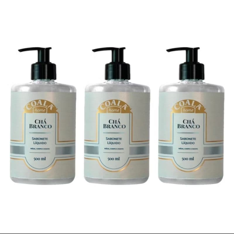 Kit com 3 unidades sabonete líquido Coala Aroma chá branco 500ml