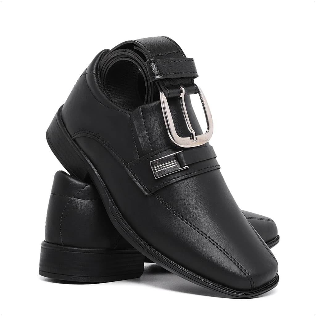 Kit Sapato Social Infantil 445 Cinto Masculino Para Casamento Formatura Pajem Menino Clássico