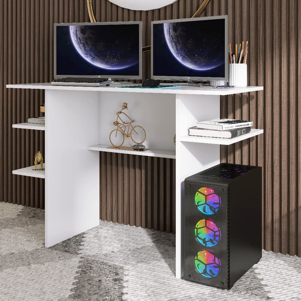 Escrivaninha Mesa para Computador Gamer Com Nichos Quarto Estudo Escritório Home Office