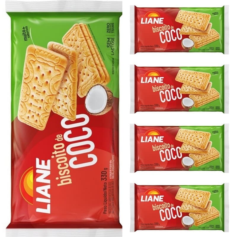 Biscoito Doce Coco Liane Sem Lactose 330G - 5 unidades