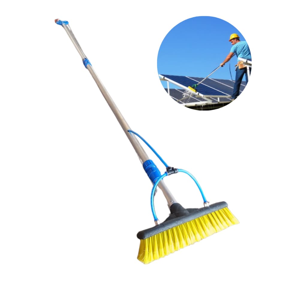 Vassoura 30cm para limpeza de placas solares 6 metros incluso cabo com 2 jatos de água CLEAN
