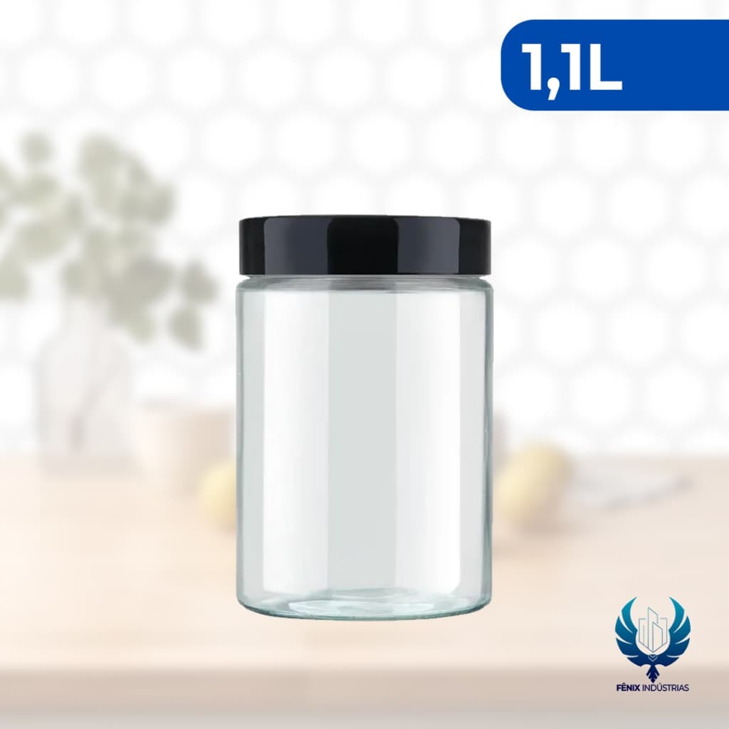 Pote Invicta Vidro Liso 1,1L com Tampa de Rosca