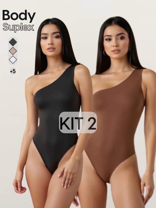 KIT 2 ou 1 Body Feminino Suplex Mula Manca Com Forro Alça fina um Ombro Premium