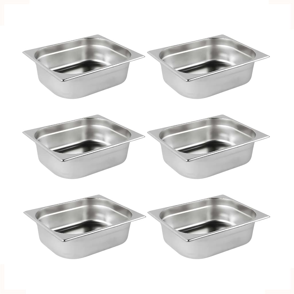 Kit 6 Cubas Gastronômica Gn 1/2 100mm Inox Rechaud Buffet