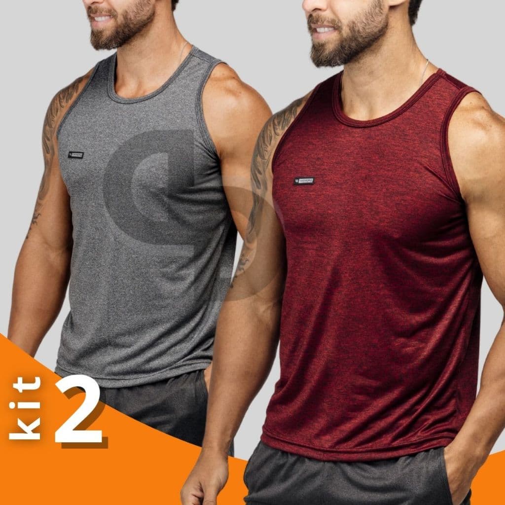 Kit 2 Camisetas Regata Masculina Camisa sem manga Adulto Blusa Treino Academia