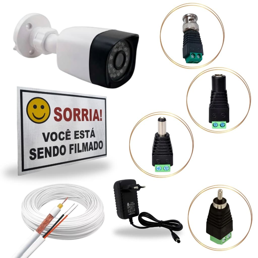 Kit Câmera de Segurança AHD Alta Definição com Cabos | Compatível com DVR