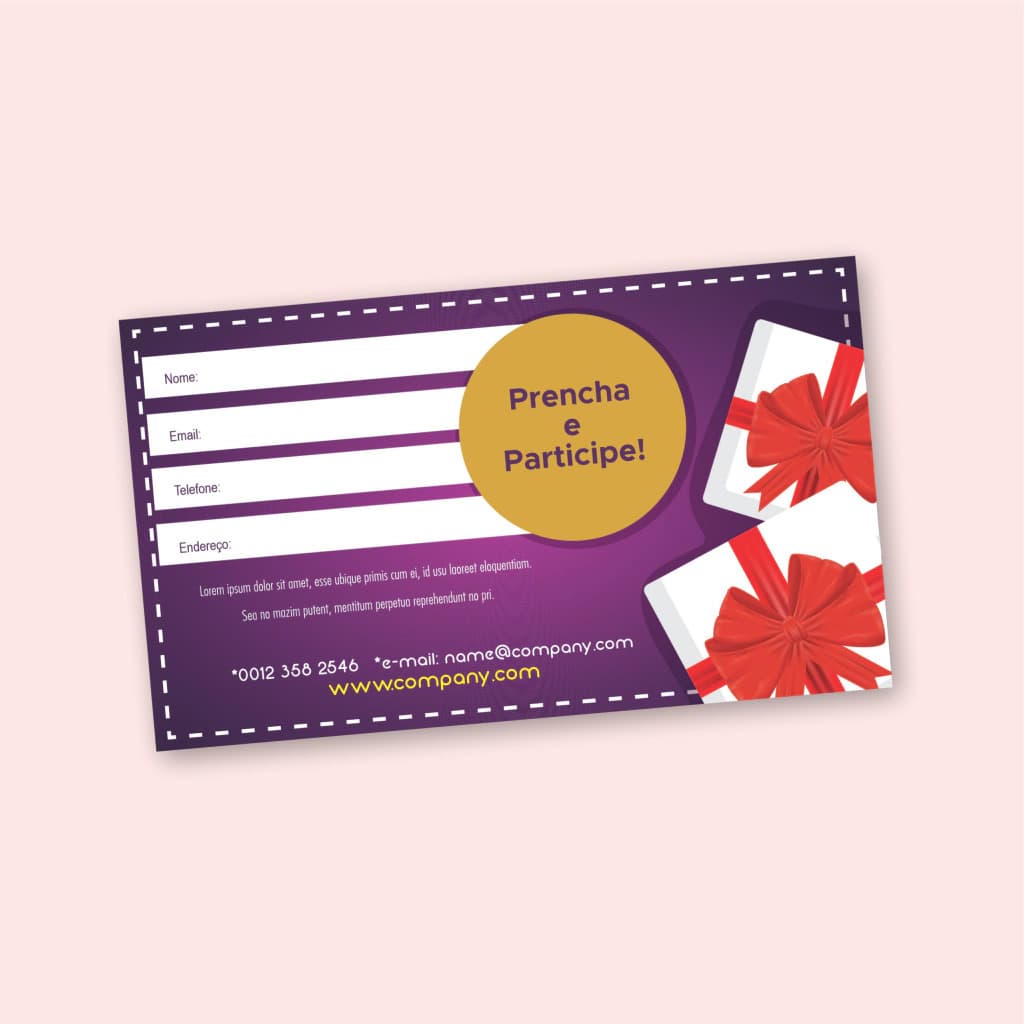 Cupom Personalizado para Sorteio, Premiações, Captação de Clientes, Campanhas, Concursos.