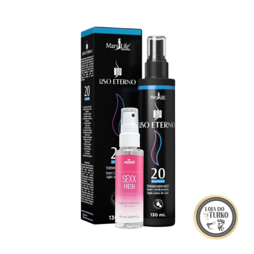 KIT PROTEÇÃO E PERFUME - SPRAY TÉRMICO LISO ETERNO + PERFUME CAPILAR SEXX FRESH