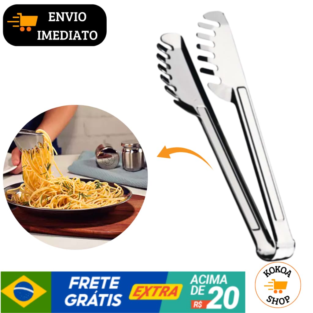 Pegador de Massas  Aço Inox Use na Cozinha Buffet Restaurantes Saladas Carnes Churrasco Massa