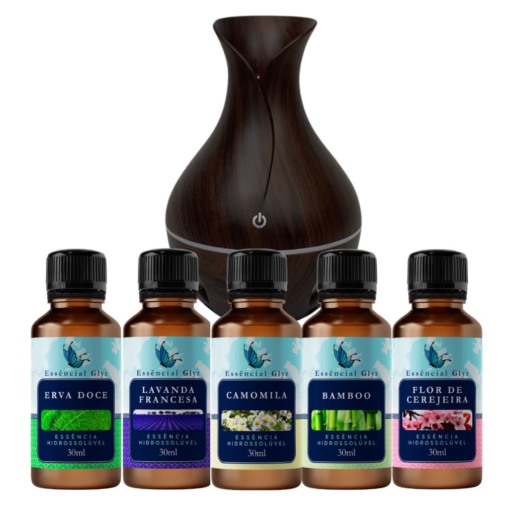 Essência Glyz Premium + Umidificador de Ar Ultrassônico - Crie Aromas Únicos para Seu Espaço
