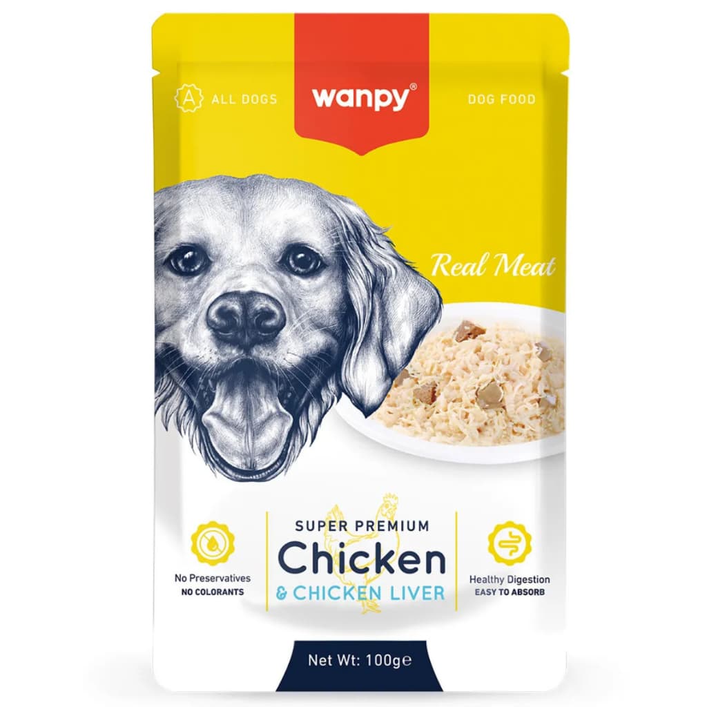 Petisco Wanpy sachê de frango e fígado de frango Para Cachorros 100g