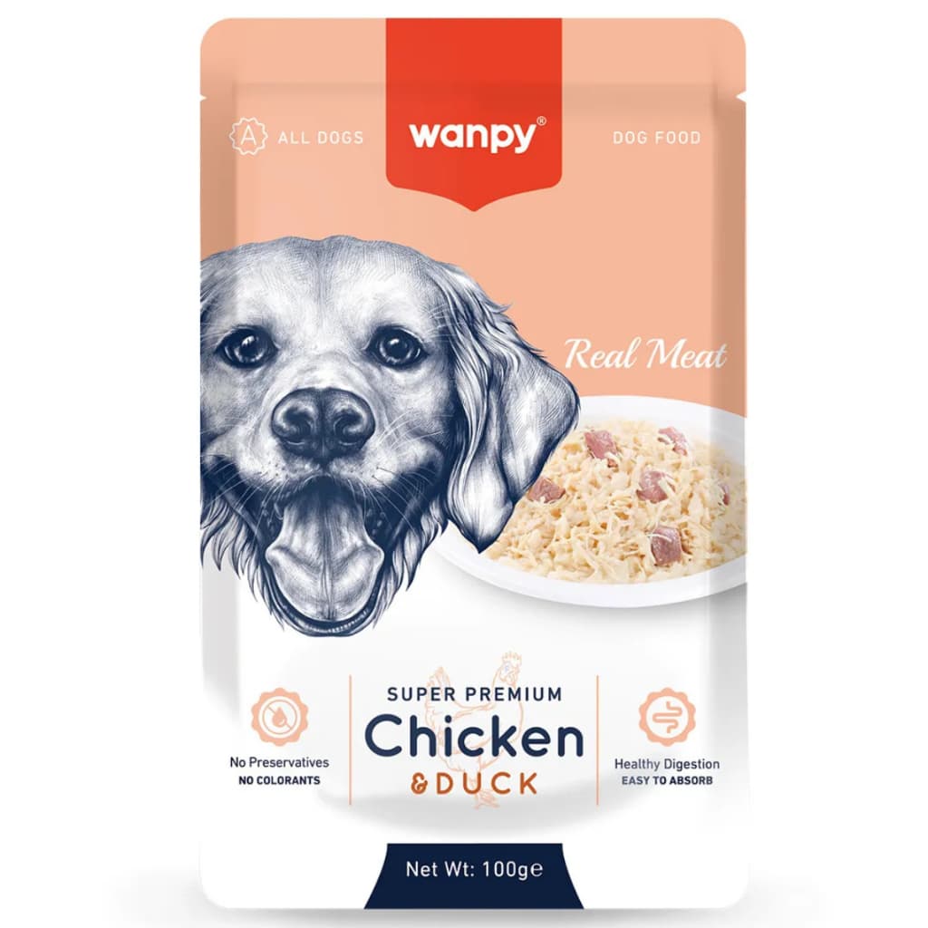 Petisco para cachorro Wanpy sachê de frango e pato 100g