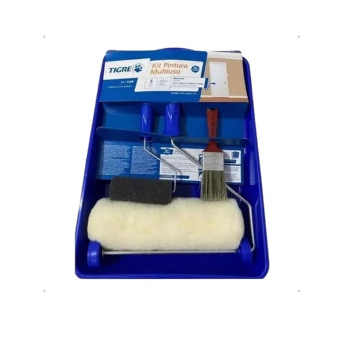 Kit Pintura Tigre Multiuso 5 Pecas Rolo Pincel Bandeja 1540