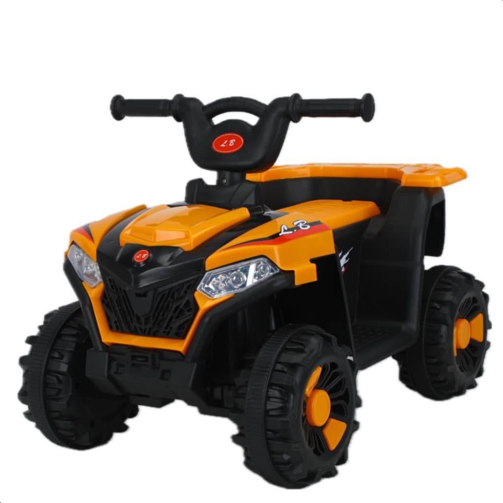 Moto Elétrica Infantil Mini Quadriciclo Elétrico Laranja Marcha Frente e Ré Bateria 6V Com Luz