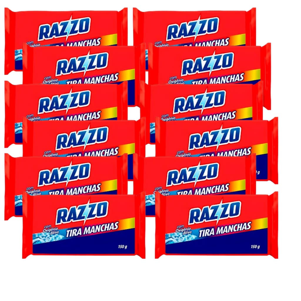 Sabão Barra Razzo Tira Manchas Kit Com 12 Unidades De 150g