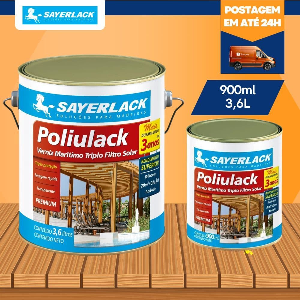 Verniz Brilhante/Acetinado 900ml/3,6L Poliulack Sayerlack