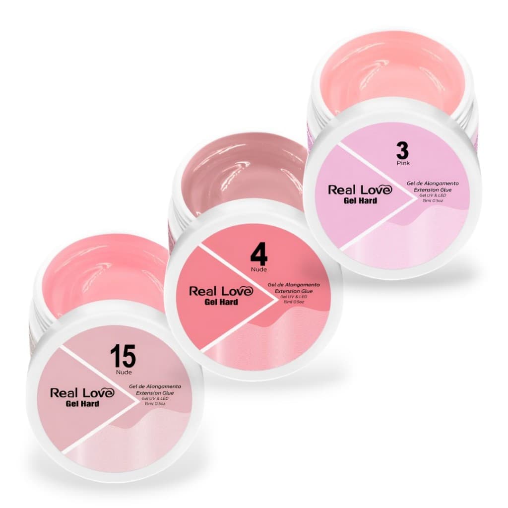 KIt Gel Unha Alongamento Hard UV&Led 15 Gramas Real Love 3 Unidades