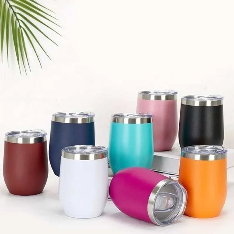 Novo Copo Ovo Cuia Térmica 350ml Em Inox Com Tampa Acrílica Para Bebidas Quentes e Geladas