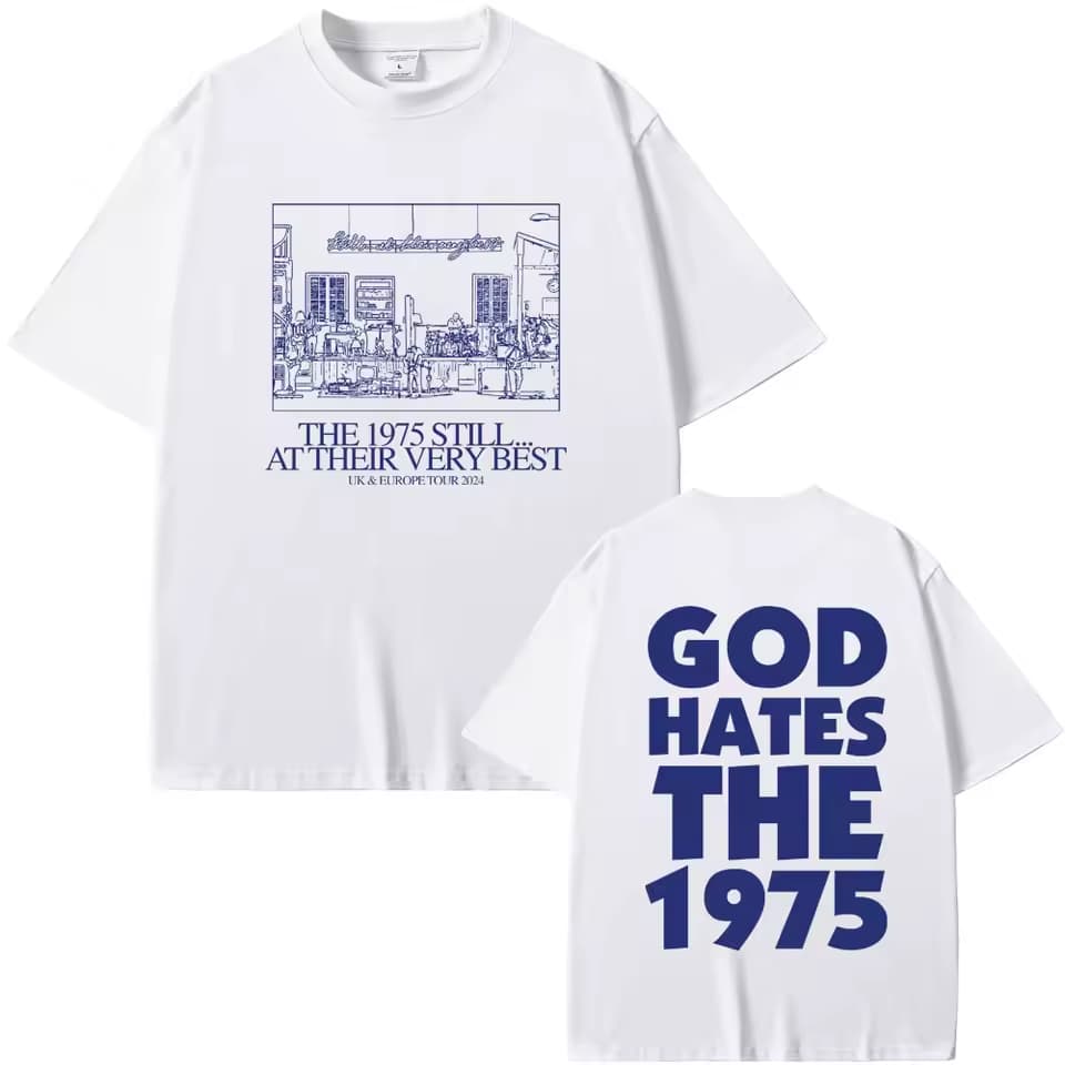 Camiseta Basica e OVERSIZED The 1975 Banda God Hates World Tour Unissex