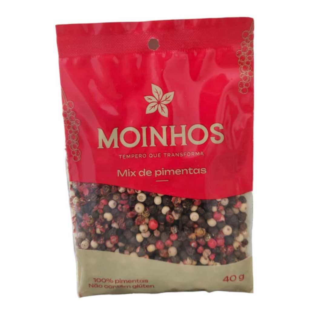 Mix de Pimentas para Moedor 40g - Blend Natural de Pimenta Preta, Branca e Rosa - Sem Glúten