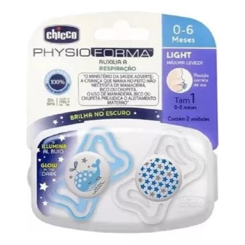 Kit Chupetas Physioforma Light Azul 0-6 Meses 2und - Chicco