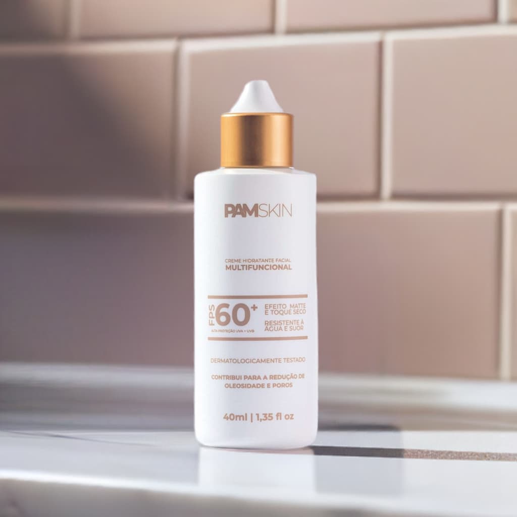 Hidratante Facial PAM Skin FPS60 Controle Oleosidade Proteção Solar Toque Leve 40ml