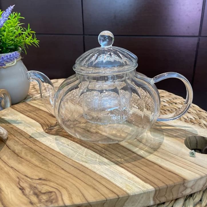 Chaleira BULE Chá Café Água c/infusor de vidro borossilicato pétala 650ml