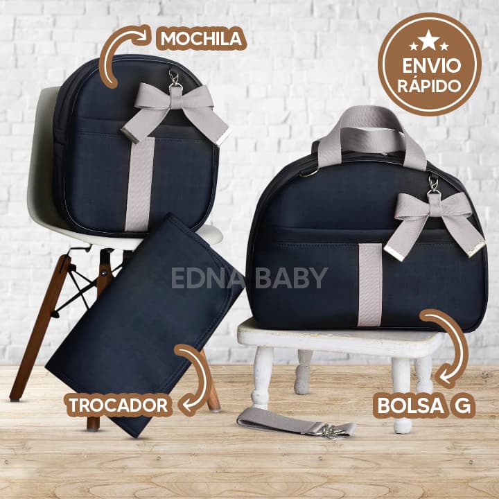 Kit Bolsa Maternidade com 3 Peças Menino e Menina- Edna Baby