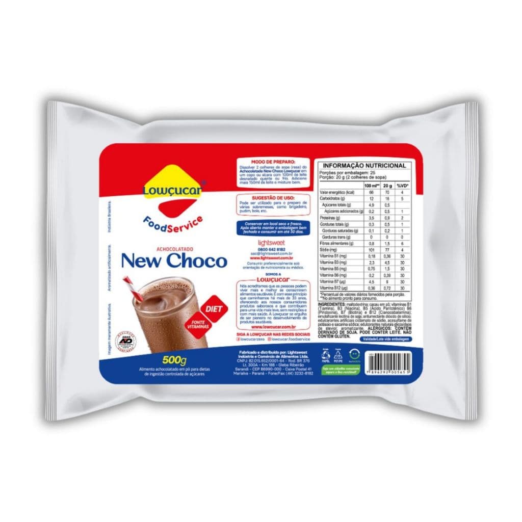 Achocolatado New Choco Diet 500G - Lowçucar